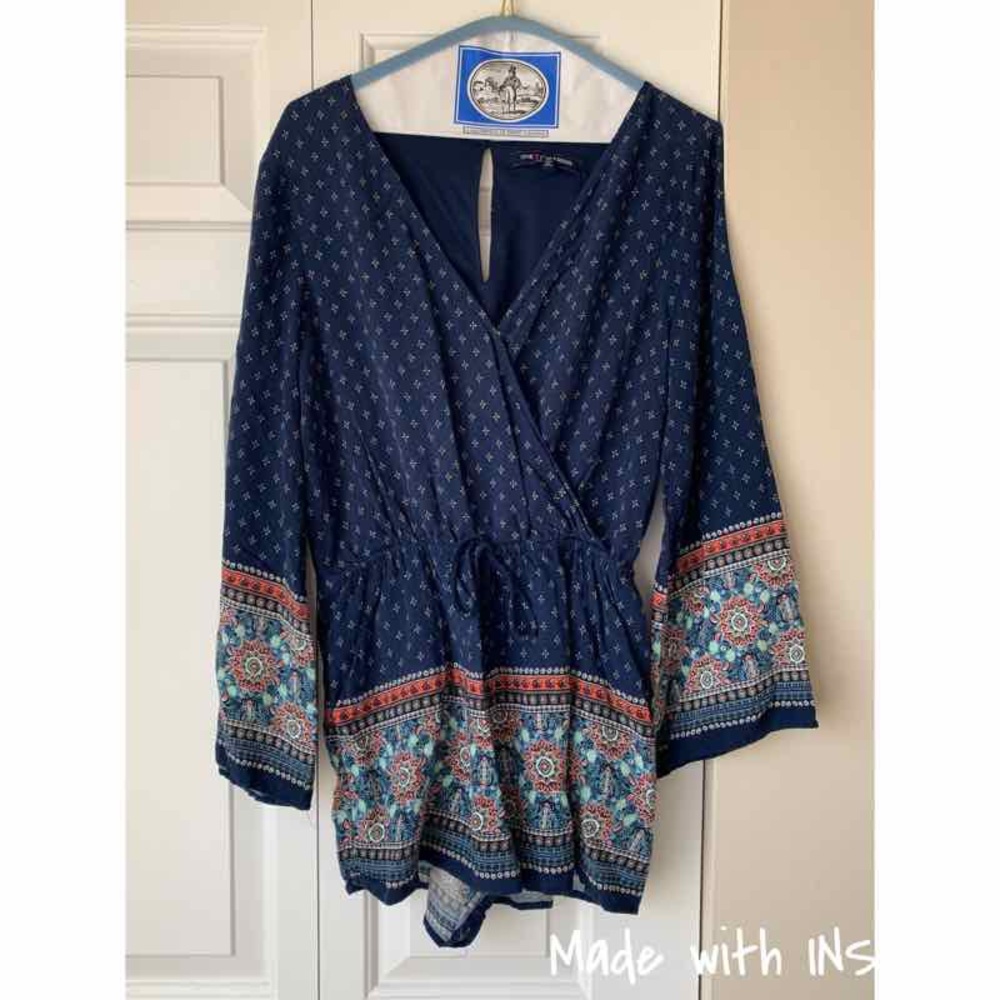 Blue printed romper